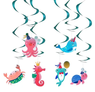 Produktbild von 6er Set Unterwasser-Dekorations-Girlanden im Swirl-Design, 60 cm lang