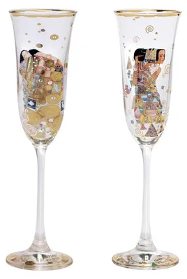 Produktbild von 2er Set Gustav Klimt Sektgläser Die Erwartung + Die Erfüllung Goebel Artis Orbis