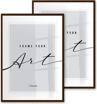 Produktbild von 🖼️KNOR®️ Bilderrahmen 50X70 cm Braun Holzdekor, 2er Set Posterrahmen, Bilderrahmen, Fotorahmen, bruchsicheres Acrylglas, Picture Frame 50X70, zum Aufhängen & Aufstellen 🎨Isabella Kollektion