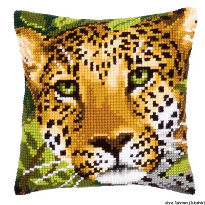Produktbild von Vervaco Kreuzstichkissen "Leopard", Stickbild vorgezeichnet