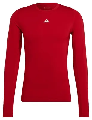 Image de Adidas - T-shirt de base "Techfit" pour hommes, manches longues, modèle MR2167 (XL) (rouge)