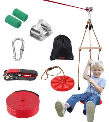 Immagine prodotto di Set zipline VEVOR per bambini e adulti, zipline lunga 20 m fino a 227 kg, zipline veloce da montare per l'uso all'aperto nel cortile di casa, intrattenimento al parco giochi con zipline, imbracatura di sicurezza in nylon, sedile e manubrio