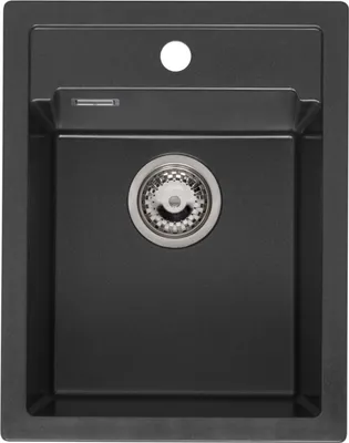 Produktbild von Reginox Spüle AMSTERDAM 34 in BLACK SILVERY mit Armaturenbank / Ausschnitt: 386 x 496 mm / Regi Granite