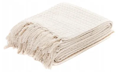 Produktbild von HOMLA VAFFEL Kuscheldecke mit Fransen, natürliche Baumwolle