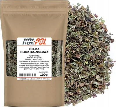 Zdjęcie produktu dla MELISA HERBATA ZIOŁOWA 100g Liście melisy lekarskiej naturalna Kol-Pol