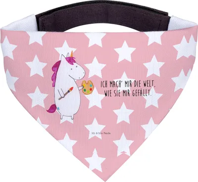 Produktbild von Mr. & Mrs. Panda Halstuch Einhorn Künstler - Rot Pastell - Geschenk, Tuch, Hundehalstuch, Stift, Unicorn, Welt, Artist, Hunde-Halstuch, Für Hunde, Englisch