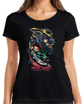 Obrázok produktu pre Dámske tričko Demon Slayer Swordsmith Village Tanjiro Sword Anime Gift, čierne, L