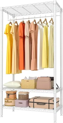 Produktbild von Kleiderständer - Offener Kleiderschrank - Tragfähigkeit 300 kg - Verstellbares Regal - Kleiderstange - 90 x 45 x 175 cm - Beige
