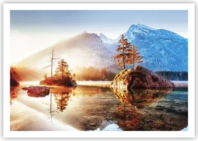 Produktbild von Poster - Poster ohne Rahmen - Morgendämmerung Berge See - 100x70 cm - Wand Bild - Wanddeko - Wandbilder - Kunstposter - Wandposter - Bilder - Kunstdruck - Wanddekoration - Wandbild - P2XAA100x70-4617