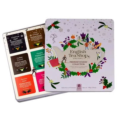 Produktbild von ETS - Wintertee-Kollektion in edler Metalldose "Premium Holiday Collection" Weiß, BIO, 72 Teebeutel (9x8)