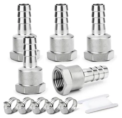 Productafbeelding van Slangklemkoppelingen van roestvrij staal, 5 stuks, 20 mm naar 3/4" BSP-binnendraad, voor water
