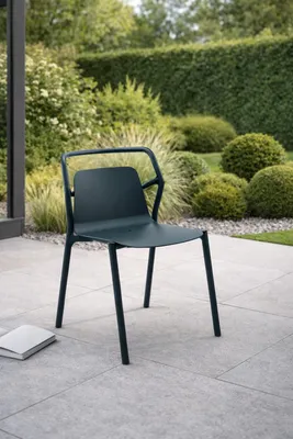 Image de Chaise de jardin exclusive Designer Tabouret de jardin en métal vert foncé