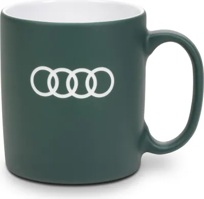 Produktbild von Original Audi Tasse graugrün, Porzellantasse Cafe Becher Audi Ringe