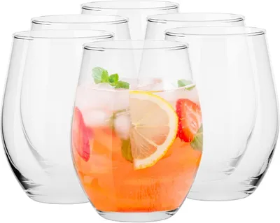 Produktbild von Set von 6 spülmaschinenfesten Weingläsern ohne Stiel - 580 ml Trinkgläser für Wein, Wasser, Cocktails & Desserts