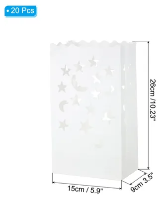 Produktbild von Wei?e Papier Lichter Tš¹ten 20Stk Stern Mond Form Flammen Best?ndig Laternen Kerzen Tš¹ten fš¹r Weihnachten Hochzeiten Geburtstag Party Dekoration