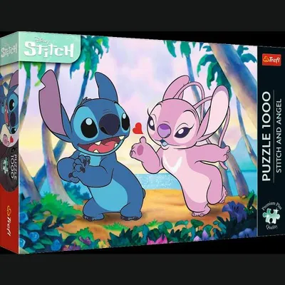 Zdjęcie produktu dla Trefl Puzzle Premium Plus Quality Lilo & Stitch 1000 el. Stitch & Angel, 1000 szt., Kreskówki