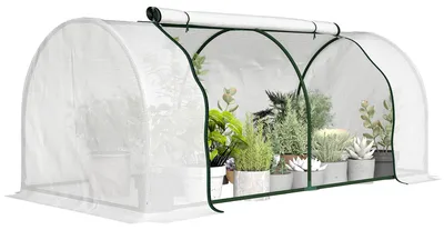 Image de Serre de jardin mini serre serre š€ tomates 2 x 1 x 0,8 m porte zippšŠe bache PE acier blanc