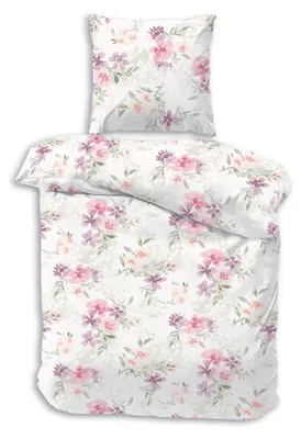 Produktbild von Dobnig Bettwäsche Flanell - Blümchen 135 x 200 cm rosa rosa Blümchen, weißer Hintergrund