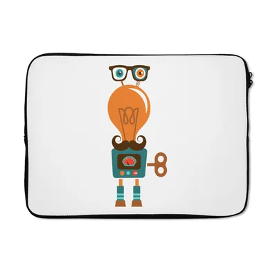 Produktbild von MuchoWow® Laptop Hülle 13 Zoll Roboter - Brille - Schnauzbart - Kinder - Jungen Laptoptasche - Laptophülle - Sleeve - Rundumschutz
