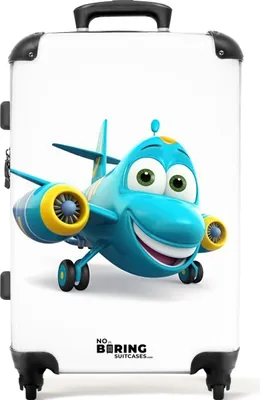 Obrázek produktu pro NoBoringSuitcases.com - Velký kufr - Dětský kufr Airplane Boy - Cestovní kufr na 4 kolečkách - Vozík na kolečkách 72 litrů - Dětský kufr na kolečkách Large - Prostorný kufr 20 kg - Kufr střední velikosti - Zavazadla a cestovní doplňky střední velikostiKufr střední velikosti 67x43x25 cm, 72L,