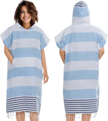 Produktbild von JEMIDI Badeponcho Damen Herren - Schnelltrocknender Surf Poncho - Leichtes Handtuch Kleid mit Kapuze - Strand Sauna Surfen - Umziehhilfe Handtuch
