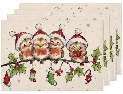 Produktbild von Platzset Weihnachten 4er Set Tischsets Abwaschbar Leinen 30x45 cm