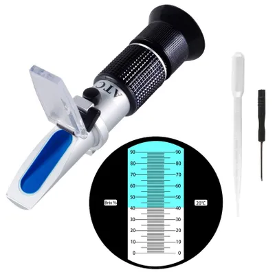 Brix-Refraktometer 0–90 % mit ATC für Zucker in Obst & Saft