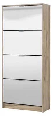 Produktbild von Dmora Schuhschrank Pentone 67x28x156h cm, Braun Eiche Grau, 8 Einlegeböden, 8 Fächer