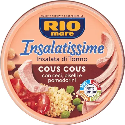 Produktbild von 6x Insalatissime Rio mare Couscous und Thunfisch mit Kichererbsen, Erbsen, Kirschtomaten 200g