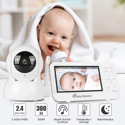 Produktbild von 7MAGIC Babyphone mit Kamera 5 Zoll 720P HD Video Babyphon, 5000mah akku Babyphon Infrarot Nachtsicht Weitwinkelobjektiv 2×Zoom, VOX Funktion, Nachtlicht, Schlaflieder, Wärmemonitor