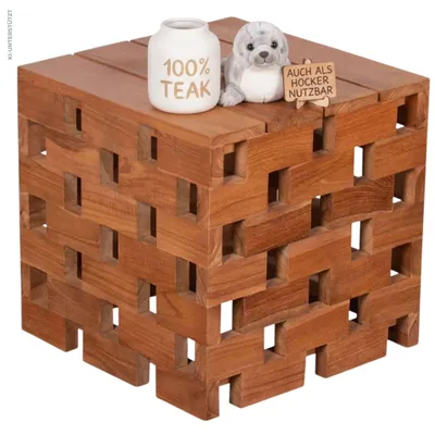 Produktbild von Beistelltisch Dunham Teak massiv 50 cm Hocker Garten Terrasse Balkon