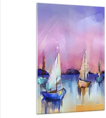 Produktbild von Bilder auf glas - Einteilig - Segelboot See - 80x120cm - Glasbilder - Wandbilder - Bilder - zum Aufhängen bereit - Wanddekoration aus Glas - Glas Bilder - Wandbild auf Glas - GPA80x120-4099