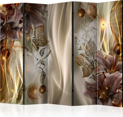 Produktbild von 5-teiliger Doppelseitiger Vlies Paravent - Amber Land II 225x172 cm Blumen a-C-0054-z-c