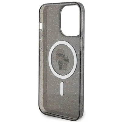 Imagen del producto de Funda Karl Lagerfeld Karl&Choupette con purpurina, compatible con MagSafe, para iPhone 15 Pro Max - Color