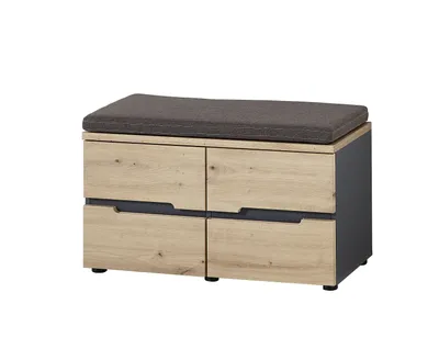 Produktbild von Garderobenbank - Artisan Eiche Nachbildung - Graphitfarben - B 80 cm - inkl. Kissen