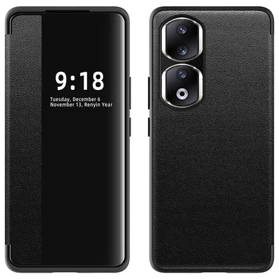 Immagine prodotto di Custodia per Honor 90 Pro sottile custodia in Finto cuoio con finestra di visualizzazione nera