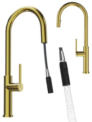 Produktbild von Granitan | PRATI - Küchenarmatur - Ausziehbarer Auslauf - Gold - Keramikkopf
