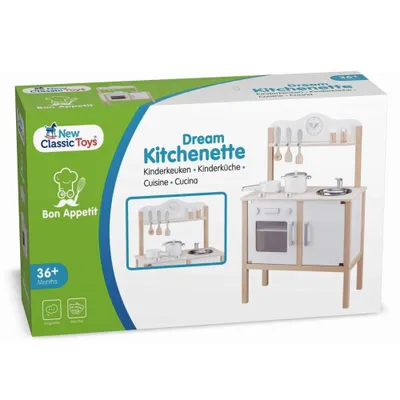 Produktbild von New Classic Toys 11050 Küchenzeile Modern Weiß Spielküche für Kinder