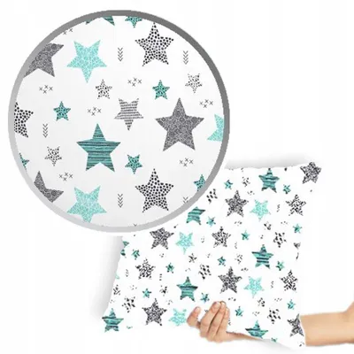 Obrázok produktu pre Designpremium Obliečka na vankúš biela tyrkysové hviezdy 70x80 cm
