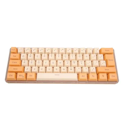 Obrázok produktu pre Herná klávesnica USB 61 klávesov Kontrastná farba RGB Svetelné oddelenie klávesov Mechanická drôtová klávesnica pre kancelárske hry Oranžová béžová