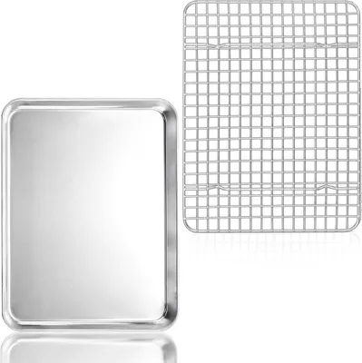 Image de Herogo Plaque de cuisson avec grille de refroidissement et plaque de four en acier inoxydable Set