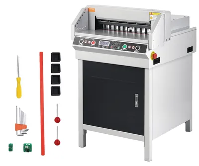 Obrázek produktu pro VEVOR Elektrická řezačka papíru max. 450 mm, elektrické zaoblení rohů, tloušťka řezu 40 mm, s inteligentním LCD panelem, polohování infračerveným světlem, pro etikety, kancelářské potřeby