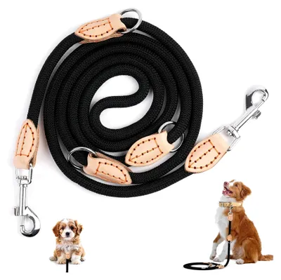 Produktbild von Hundeleine Doppelleine für 2 Hunde, 2,1 m verstellbare Doppelleine und Freihandleine, robustes Nylon, verstellbare Hundeleine für große und mittlere Hunde, Tragkraft bis 200 kg, vielseitige Führleine