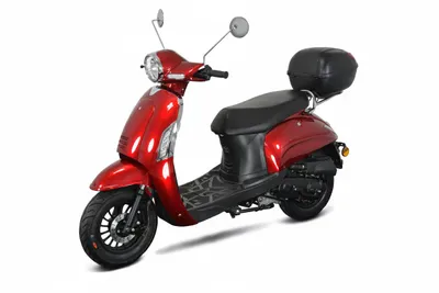 Produktbild von Motorroller Massimo 50ccm 25km/h Euro 5, rot mit schwarzen Top Case
