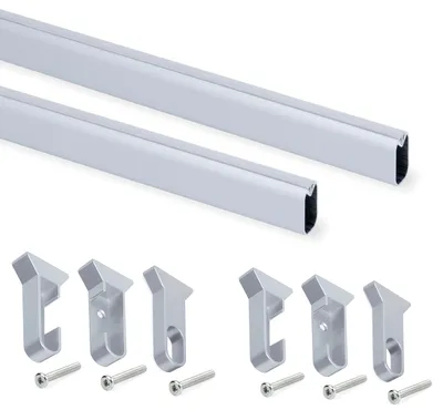 Image de Kit tube de penderie Silk, L 1150 mm, Anodisé mat