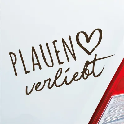Produktbild von Auto Aufkleber Plauen verliebt Herz Stadt Heimat Liebe Car 19x9 cm Braun Sticker Heckscheibenaufkleber