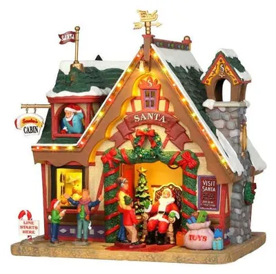 Weihnachtsdorf Santas Hütte, LED, Porzellan, 15,5x19,2x20,7 cm