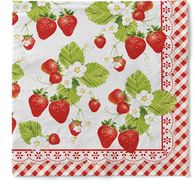 Produktbild von Tissue Serviette Senga, 3-lagig, 40 x 40 cm, 100 Stück - Mank - Karos Waldfrüchte