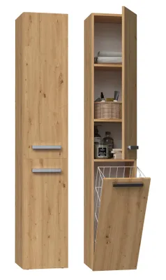 Immagine prodotto di Armadietto alto da bagno con cestello ATSO - rovere artisan