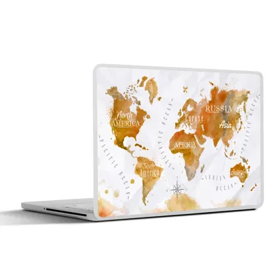 Produktbild von MuchoWow® Laptop Aufkleber Sticker Cover Weltkarte - Braun - Farbe 36.5x27.5 cm - Laptop-Sticker